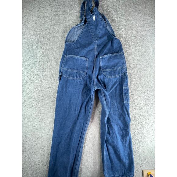Key Apparel Bib Overalls Mens W38 x L30 Blue Jean Denim Baggy Long Pockets - Picture 6 of 7